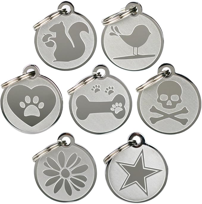 GoTags Dog ID Tags, Fun Playful Designs, Personalized Engraved Stainless-Steel Dog & Cat Pet Tags.