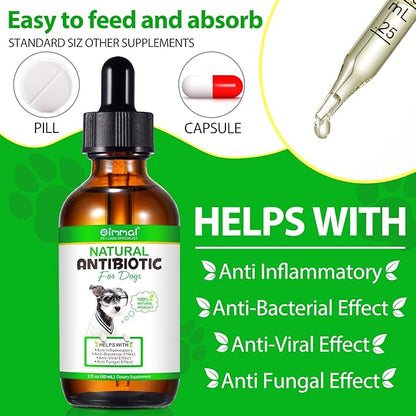 Antibiotics for Dogs, Natural Dog Antibiotics Supports Dog Allergy and Itch Relief, Dog Supplies Antibiotics, Dog Multivitamin for Pets, Bacon Flavor - 60ml x 2