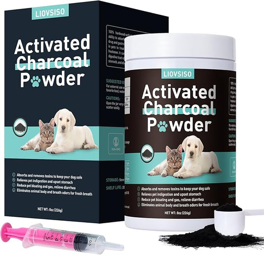 Activated Charcoal for Dogs -Pet First Aid Kit Detox Powder 8oz - for All Pets & Livestock - Poisoning, Diarrhea, Gas Relief