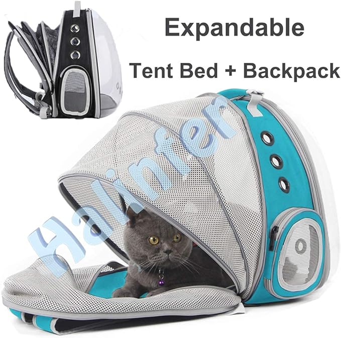 Back Expandable Cat Backpack Carrier, Fit up to 12 lbs, Space Capsule Bubble Window Pet Carrier Backpack for Cat and Small Puppy