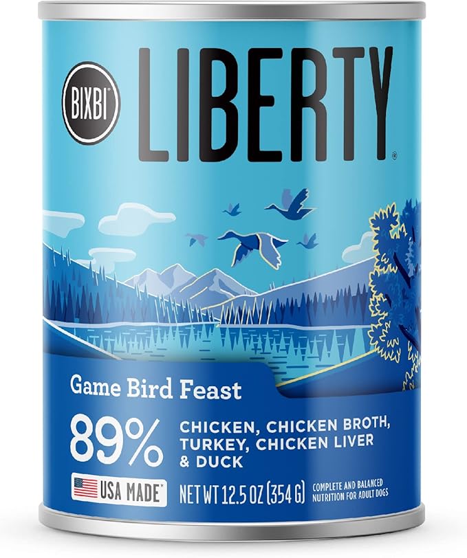 BIXBI Liberty Grain-Free Canned Wet Dog Food, Game Bird Feast Recipe, 12.5 oz. Cans (Pack of 12)