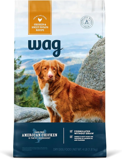 Amazon Brand - Wag Dry Dog Food Chicken & Sweet Potato, Grain Free 4 lb Bag
