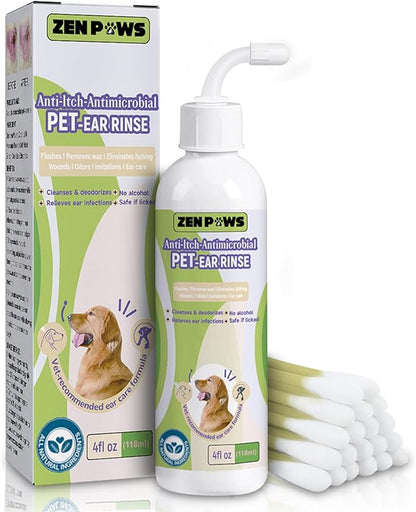 Dog and Cat Ear Cleaner Solution – Ear Drops - - Advanced Veterinary Formula. Remove Wax and Build up and Relieve Itchiness - Alcohol-Free