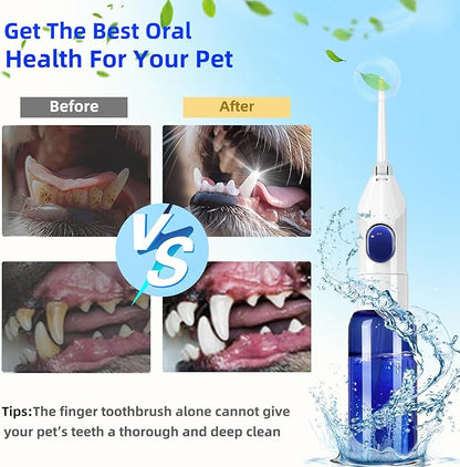 Pet Manually Tooth Cleaner - Equipped for Dog Finger Toothbrush, 2 Nozzles, for Dog and Cat Teeth Cleaning & Dental Care, Cat and Dog Toothbrush, Tooth Brushing Kit Suitable for Dog and Cat