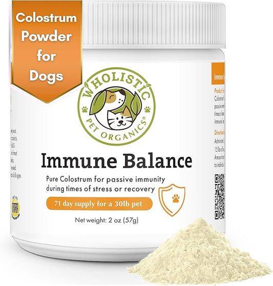 Wholistic Pet Organics: Bovine Colostrum for Dogs and Cats - 2 oz - Organic Dog Immune Support Supplement for Allergy and Itch Relief - Colostrum Powder for Pets - Allergy Medication for Cats & Dogs