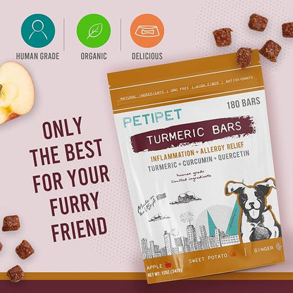 Vegan Organic Turmeric, Curcumin, Quercetin Plant Based Soft Chews for Seasonal Allergies, Itch, Skin Hot Spots, Immune & Digestive Health (180 Count)…