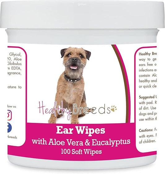 Healthy Breeds Border Terrier Ear Cleaning Wipes with Aloe & Eucalyptus for Dogs 100 Count