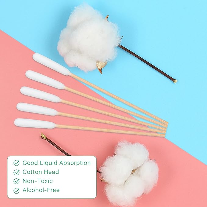 300 Pieces Cotton Swabs for Dogs, 6 Inch Pet Cotton Ear Buds for Puppy Long Qtips for Dogs Ear Cotton Buds Dog Ear Care Cotton Sticks for Apply Medicine, Clean Wound