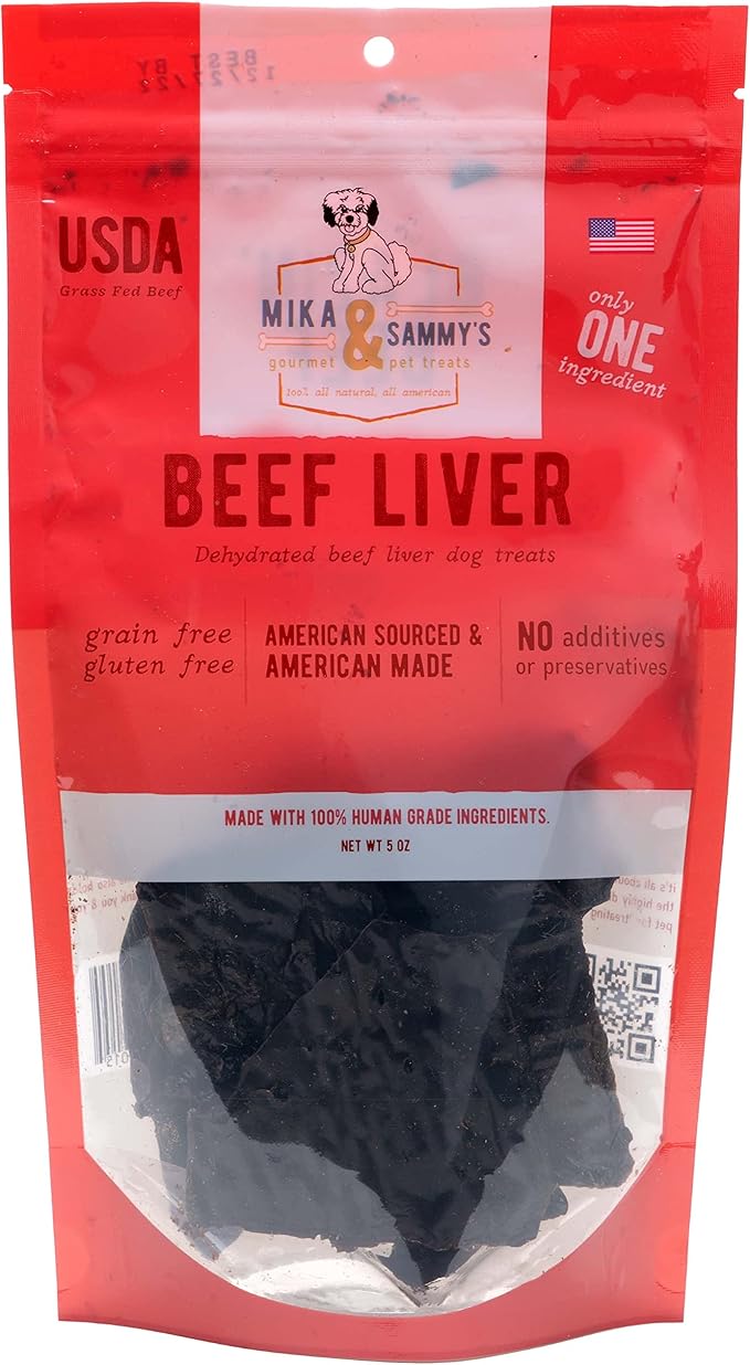 Mika & Sammy's Gourmet Jerky Dog Treats Made in The USA. (Beef Liver 5 Oz)