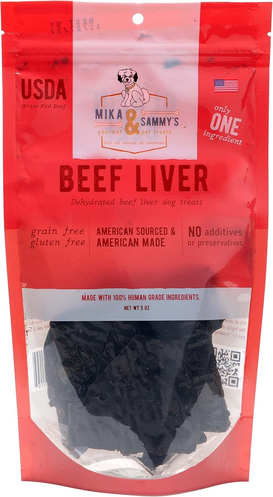Mika & Sammy's Gourmet Jerky Dog Treats Made in The USA. (Beef Liver 5 Oz)