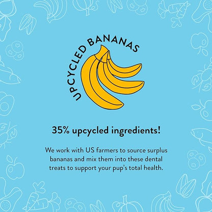 Shameless Pets Dental Treats for Dogs, Banana Bone-Anza - Healthy Dental Sticks with Hip & Joint Support for Teeth Cleaning & Fresh Breath - Dog Bones Dental Chews Free from Grain, Corn & Soy