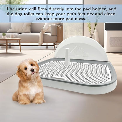 Hamiledyi Dog Toilet Dog Potty Pet Indoor Potty Indoor Potty Training Tray Simulated Wall Dog Toilet Portable Indoor Removable Dog Toilet with Removable Grille for Small and Medium Dogs (Off-white)