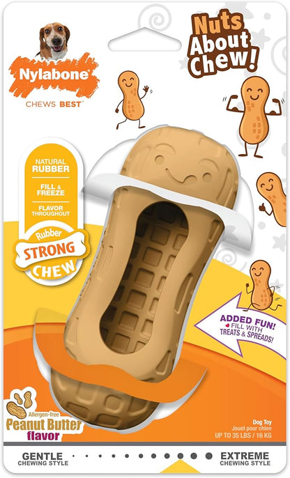 Nylabone Strong Chew Fillable Peanut Dog Chew Toy - Fun & Cute Dog Toys for Aggressive Chewers, Durable Dog Toys, Allergen-Free Peanut Butter Flavor, Medium/Wolf (1 Count)