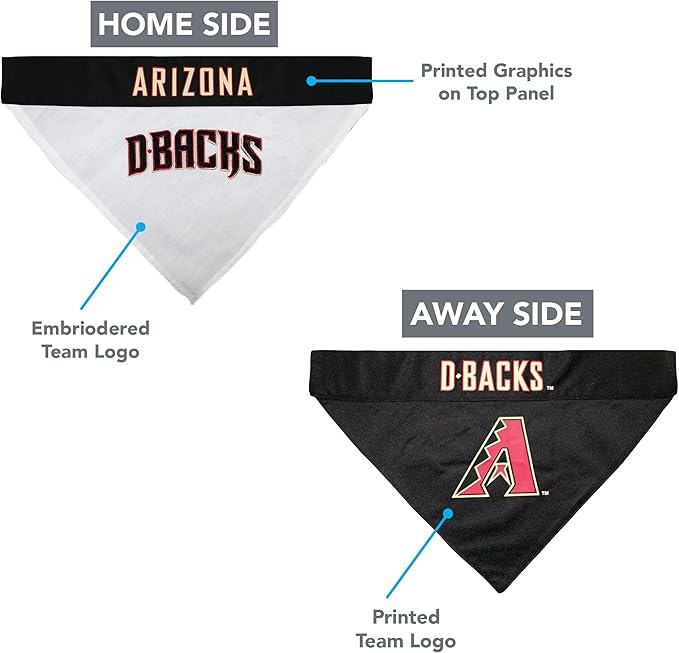 Pets First DMB-3217-L-XL MLB Arizona Diamondbacks Reversible Pet Bandana, Large/X-Large, MLB Team Color
