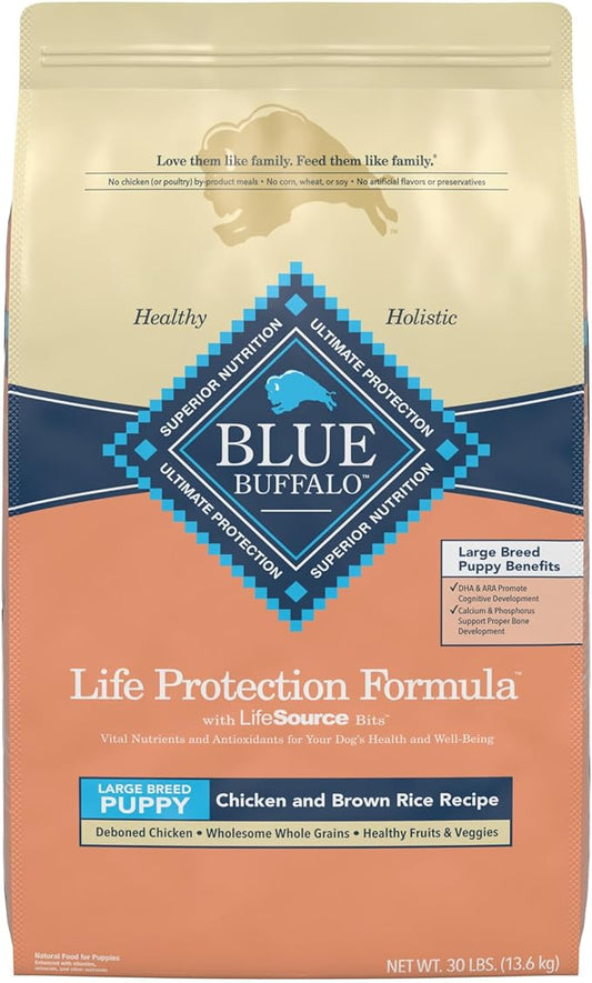 Blue Buffalo Life Protection Formula Natural Puppy Large Breed Dry Dog Food, Chicken and Brown Rice 30-lb