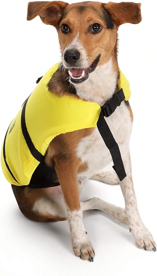 Seachoice Dog Life Vest, Adjustable Life Jacket for Dogs, w/Grab Handle, Yellow, Size XS, 7-15 Lbs.