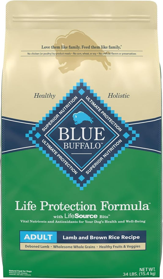 Blue Buffalo Life Protection Formula Natural Adult Dry Dog Food, Lamb and Brown Rice 34-lb