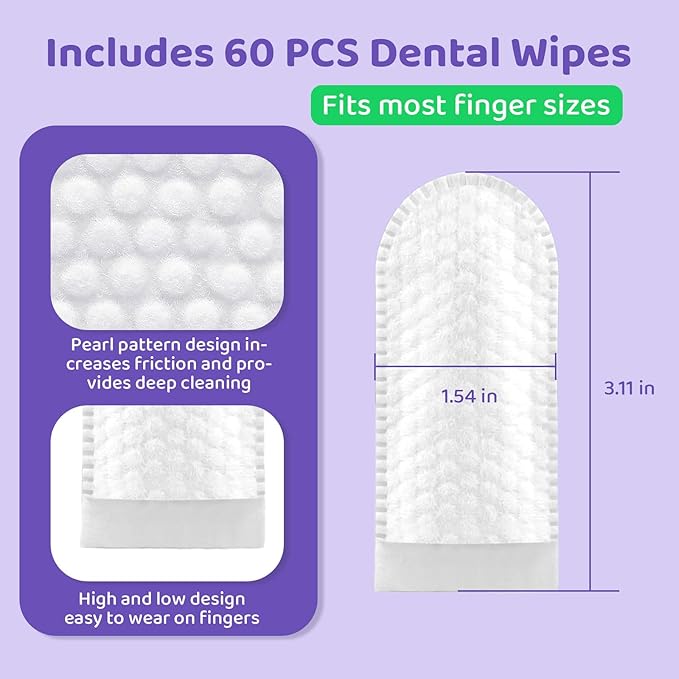 Dog Teeth Cleaning Wipes, Teeth Cleaning Finger Wipes for Dogs & Cats, Dog Dental Care Finger Wipes, Disposable Gentle Cleaning & Gum Care Pet Teeth Cleaning Wipes,Freshens Breath (60 Pcs)