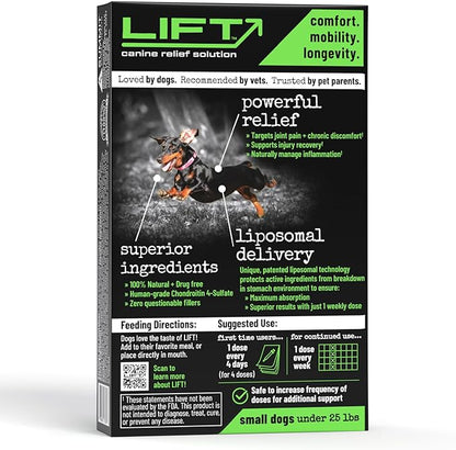 Summit Animal Lift Canine Pain Relief Health Supplement - Inflammation Hip & Joint Support Vitamin, All Natural Liquid Chrondroitin with Liposomal Delivery for Arthritis (Small Dogs Under 25lbs)