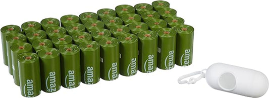 Amazon Basics Leak Proof Dog Poop Bags with Dispenser and Leash Clip, Unscented, 13 x 9 Inches - 540 Count (15 Bags per Roll, 36 Rolls)