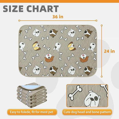 KOOLTAIL Washable Pee Pads for Dogs, 4 Packs 24*36in Reusable Super Absorbent Dog Whelping Training Pads, Crate Pads for Puppy Cages, Nonslip Waterproof Large Dog Mats for Floors Bed Playpen Car Sofa
