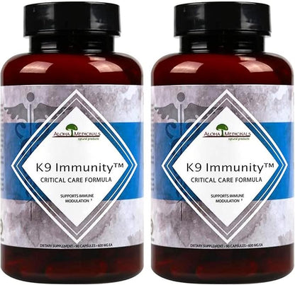K9 Immunity, Immune Support Supplement for Dogs, Organic and Mushroom Enhanced Dog Health Supplies, Pack of 2, 90 Capsules Each
