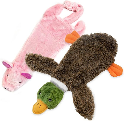 Best Pet Supplies Stuffing Free Squeaky Dog Toys for Small Dogs, Medium Dogs, and Large Dogs, Durable, Best Dog Chew Toy for Teething Puppy, Indoor Play - Wild Duck, Pig, Small