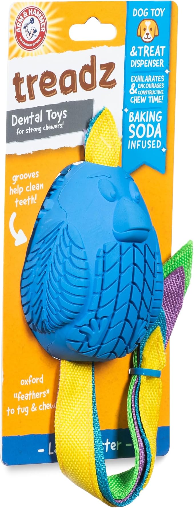 Arm & Hammer for Pets Super Treadz Large Rooster Dental Chew Toy for Dogs - Dog Dental Toys Help Reduce Plaque & Tartar Buildup Without Brushing - Safe for Dogs up to 35 Lbs