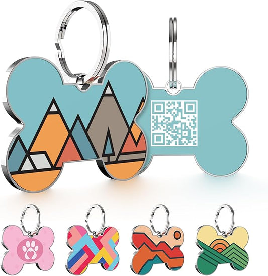 QR Code Dog Tag,Dog Tags Personalized for Pets, Custom Dog Name ID Tags Personalized Dog and Cat Tags -Free Online&Scan QR Receive Instant Location Alert Email