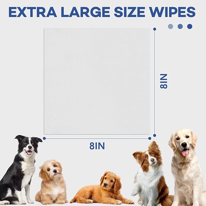 Pet Wipes 400 Dog Wipes – 8x8 Inch Unscented Dog Paw Cleaner Wipes for Body, Ears, Face, and Skin Ultra Thick & Soft with Hypoallergenic Formula Ideal Pet Wipes for Dogs & Cats