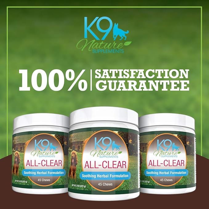 All-Clear - Allergy Supplement for Dogs - 45 Chews - Soothing Herbal Formula with Natural Ingredients - Support for Pet’s Seasonal Allergies & Itching - for All Breeds