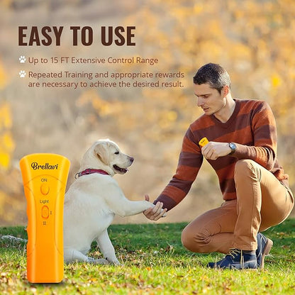 Ultrasonic Clicker Dog Trainer: Anti-Bark Dog Training Equipment and Barking Control Device - Electronic Clicker Trainer for Walking Jogging and Aggressive Behavior - Handheld and Portable (Yellow)