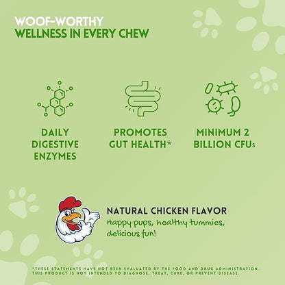 Herbion Pets Digestive Support Chews with Probiotics and Enzymes, 120 Soft Chews - with Daily Digestive Enzymes - for Improved Gut Health - Minimum 2 Billion CFUs - Made in USA - for Dogs 12 Weeks+