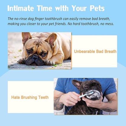 Pet Teeth Cleaning Wipes for Dogs & Cats, Dog Dental Care Wipes No-Rinse Dog Tooth Brushing Kit for Reducing Plaque and Tartar,Portable Finger Pet Wipes, Dog Breath Freshener 50 Counts
