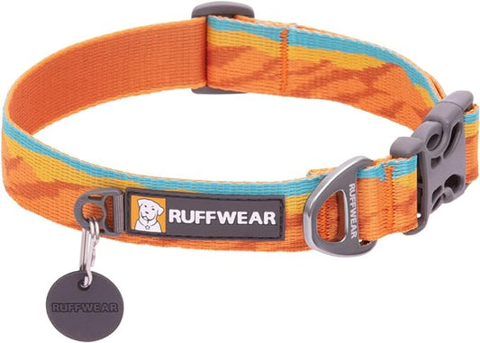 Ruffwear, Flat Out Dog Collar (Formerly Hoopie), Webbing Collar for Walking and Everyday Use, Fall Mountains, 11"-14"
