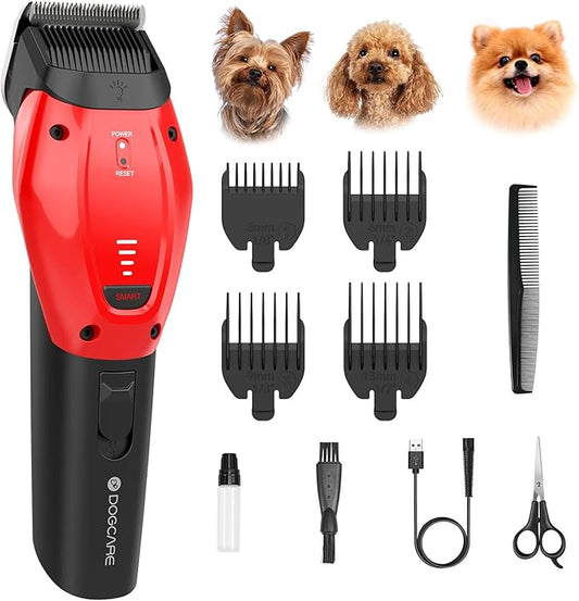 DOG CARE Smart Dog Clippers for Grooming with 3 Speeds, Auxiliary Light, Cordless Professional Dog Grooming Clippers, Low Noise Rechargeable Heavy-Duty Pet Hair Shaver for Dog Cat 2024 Upgraded