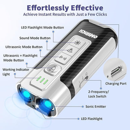 Ultrasonic Dog Bark Deterrent Device, Anti-Barking Devices for Dogs Training & Behavior Aids，Stop Barking and Correct Bad Behaviors, Bark Collar-Free Training Tool, Safe and Humane in & Outdoor Use