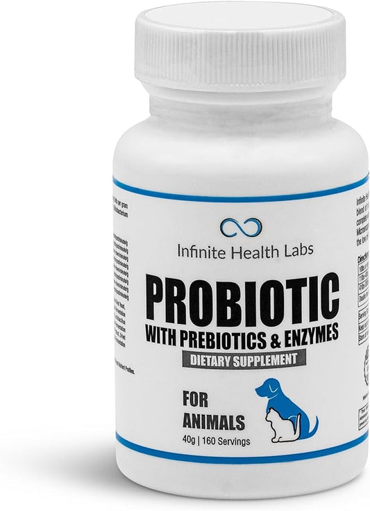 Probiotics for Dogs and Cats - Vet Formulated Pet Prebiotic & Enzyme Powder for Digestive, Gut & Immune Health - 160 Servings