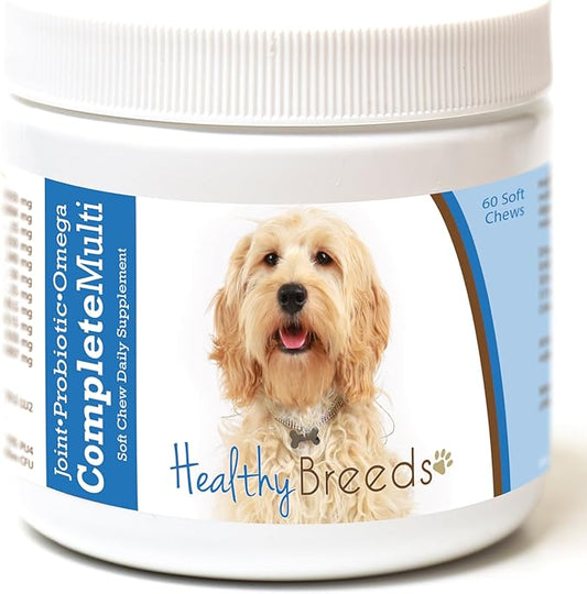 Healthy Breeds Cockapoo All in One Multivitamin - Complete with Probiotics, Glucosamine, Chondroitin & Omegas - 60 Soft Chewy Treats
