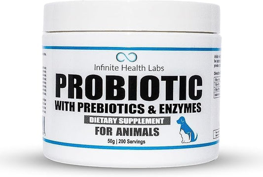 Probiotics for Dogs and Cats - Vet Formulated Pet Prebiotic & Enzyme Powder for Digestive, Gut & Immune Health - 200 Servings (50 g)