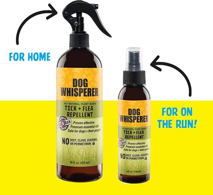 Dog Whisperer Tick + Flea Repellent, All-Natural, Extra Strength, Effective on Dogs and Their People 16 oz and 4 oz (2-Pack)