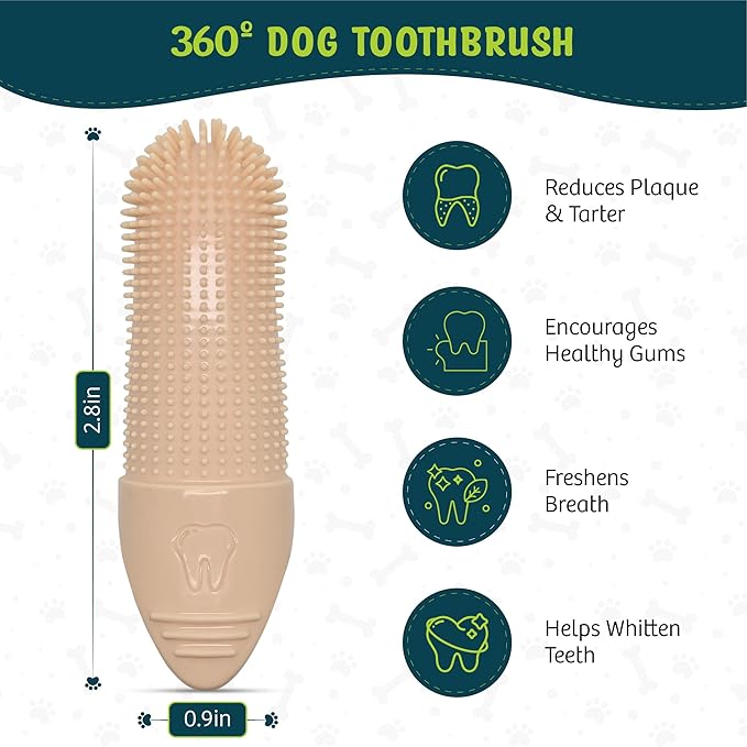 360º Dog Finger Toothbrush, Cat Toothbrush, Dog Tooth Brushing Kit, Dog Teeth Cleaning Kit, Dog Dental Care, for Use with Dog Toothpaste and Cat Toothpaste (2-Pack) (Peach)