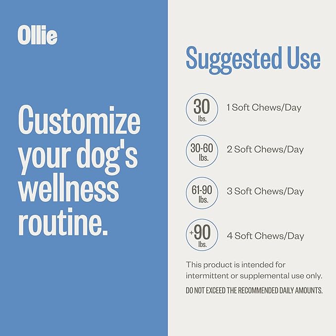 Ollie Dog Immunity Supplement - Immune Booster & Allergy Relief - 60 Count Appx.