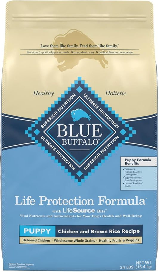 Blue Buffalo Life Protection Formula Natural Puppy Dry Dog Food, Chicken and Brown Rice 34-lb