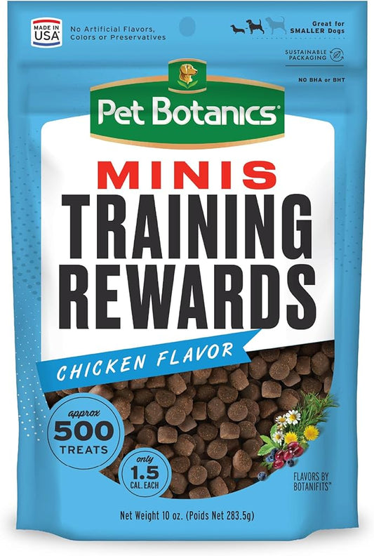 Pet Botanics 10 oz. Pouch Training Reward Mini Soft & Chewy, Chicken Flavor, with 500 Treats Per Bag, The Choice of Top Trainers