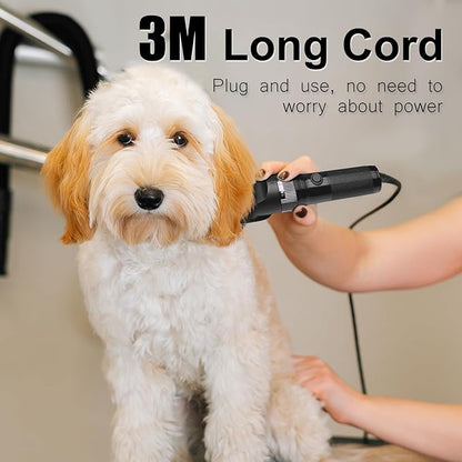 Dog Grooming Clippers, Professional 12V Dog Clippers for Thick Coats Corded Pet Trimmer Dog Hair Clippers with Guard Combs Brush for Dogs Cats