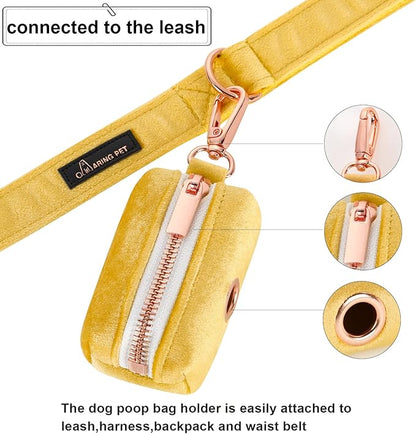 ARING PET Dog Poop Bag Holder, Velvet Doggy Waste Bag Dispenser Attach to Any Leashes, Portable Washable Pet Waste Pouch Dispenser with Metal Zipper