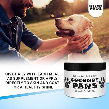 Coconut Paws, Organic Dog Essentials, with Coconut Oil, Olive Oil and Sunflower Oil, for Dog’s Skin, Hair, Ears, Teeth, and Nails, Dog Paw Balm and Nose Balm, 8 fl oz