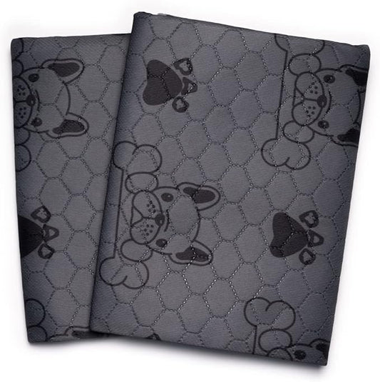 Washable Pee Pads for Dogs (2-Pack) Large 28 in x 35 in, Reusable Quilted Pet Training, Dark Gray Floor Mat Absorbent Whelping Potty and Crate Liner (DK Gray)