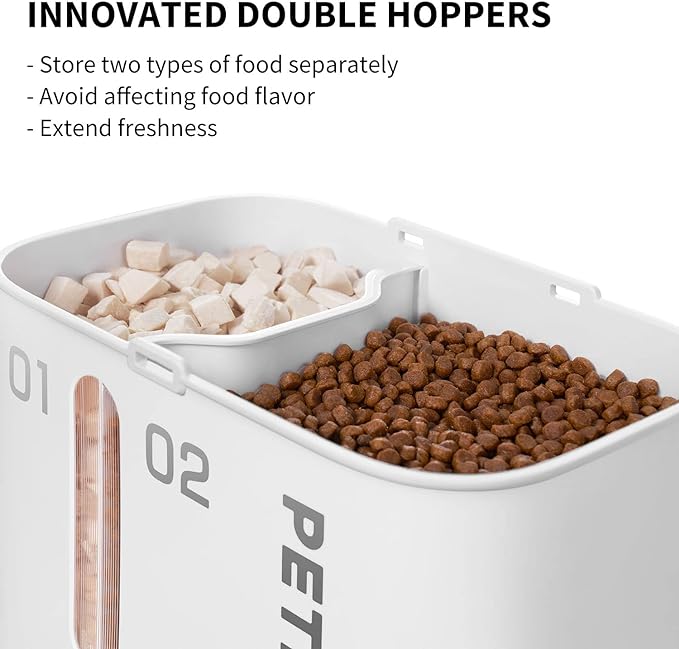 PETKIT Automatic Cat Feeder, 5L Automatic Cat Food Dispenser with Two Food Hoppers, Large Capacity Pet Dry Food Dispenser for Cat Dog, Automatic Dog Feeder with Wi-Fi, Detection Sensor/Portion Control